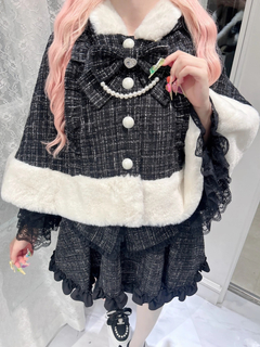 ネコちゃんキラキラツイードポンチョ