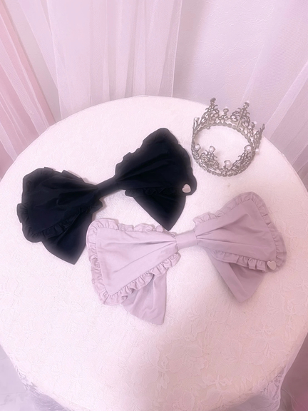 大きなフリルリボンバレッタ(ピンク)