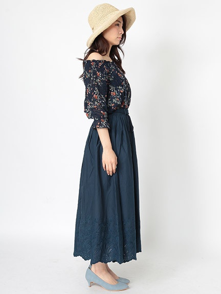 裾刺繍コットンスカート｜a.g.plus(エージープラス)のスカート｜ファッション通販 Ailand（アイランド）