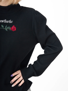 ローズ刺繍テレコTOPS