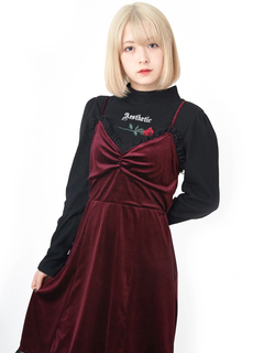 ローズ刺繍テレコTOPS