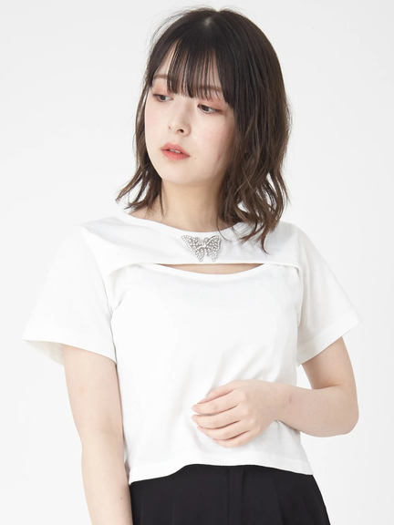 キラキラバタフライチビTシャツ(ホワイト)