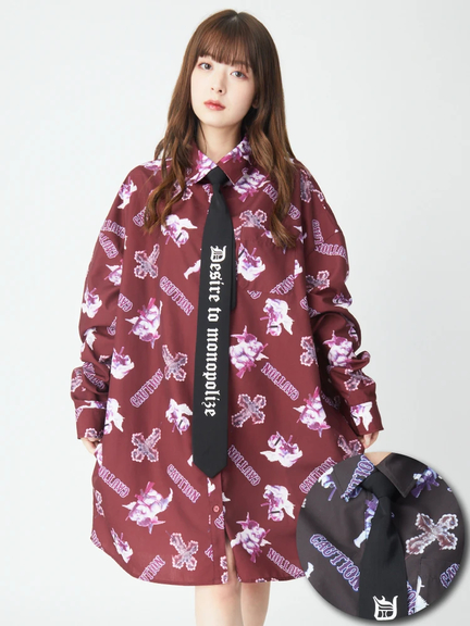 エンジェルプリントBIgシャツ(ワイン)