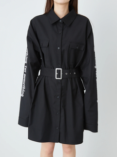 ロゴプリントシャツワンピース