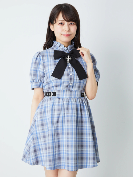 クロスモチーフワンピース(ブルー)