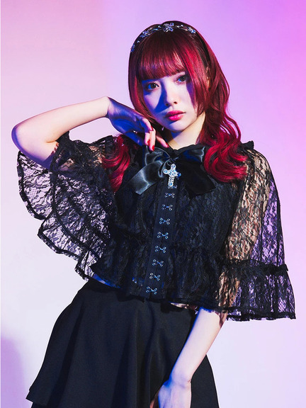 クロスリボンフリルケープ(ホワイト)