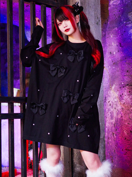 リボンがいっぱいロンTe(ピンク)