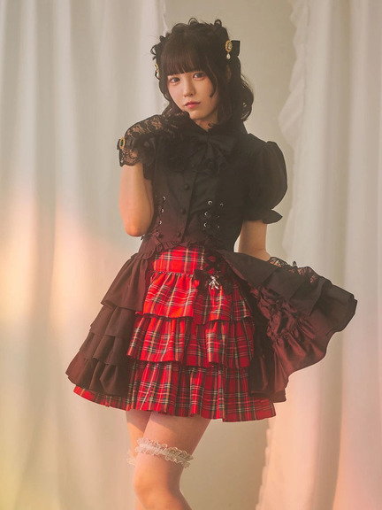 くまちゃんリボンティアードスカパン(レッド)