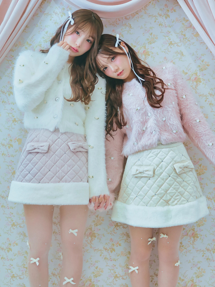 キルティング台形スカート(ホワイト)