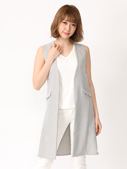 ストライプロングジレ