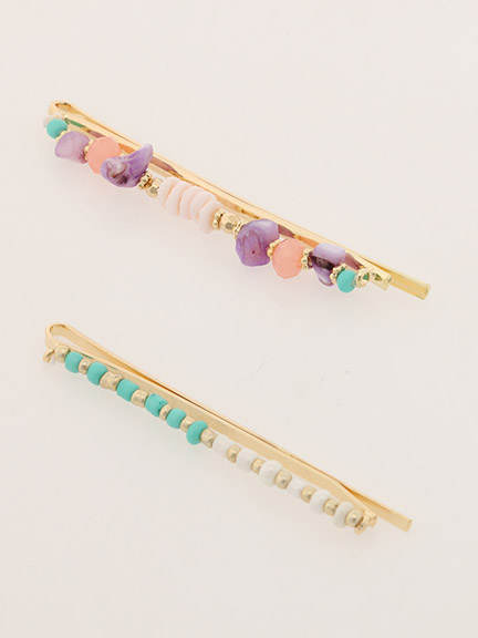 カラーストーンMixヘアクリップ