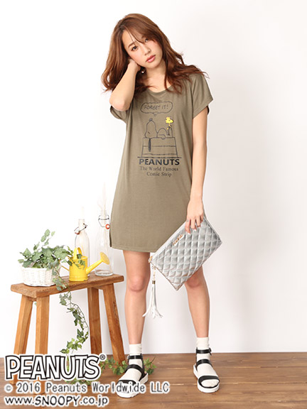 【スヌーピー】プリントTシャツチュニック