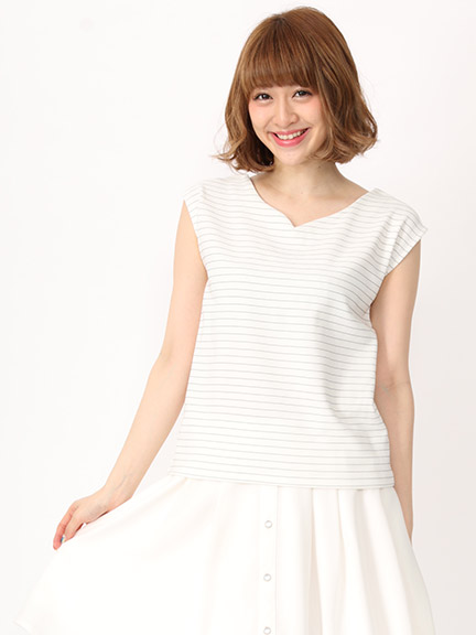 バックスピンドル細ボーダーTOPS