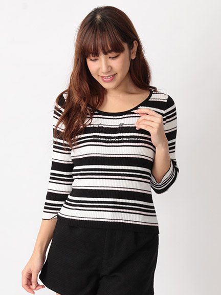 ロゴ刺繍入りリブニットTOPS