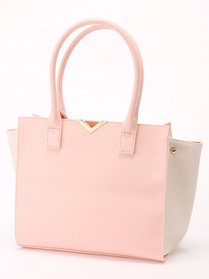 Vモチーフ付きバイカラートートBAG