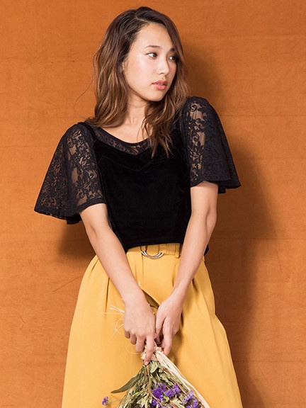 ベロアビスチェ付き総レース半袖トップス Cecil Mcbee セシルマクビー のtシャツ カットソー ファッション通販 Ailand アイランド