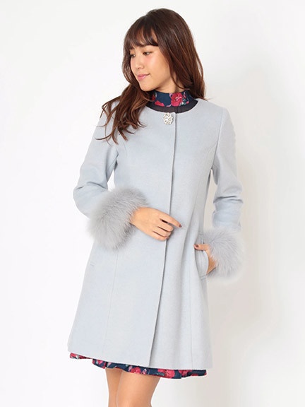 袖フォックスファー付きノーカラーコート Cecil Mcbee セシルマクビー のコート ファッション通販 Ailand アイランド 袖フォックスファー付きノーカラーコート Cecil Mcbee セシルマクビー のコート ファッション通販 Ailand アイランド