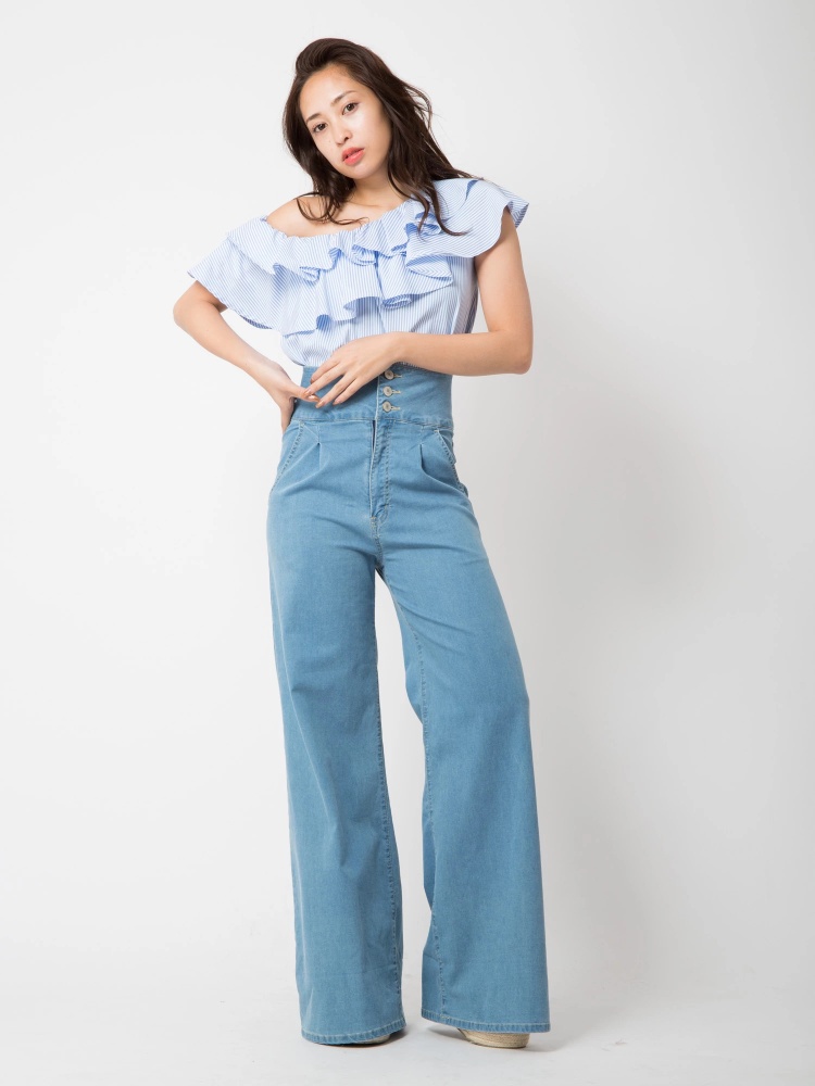 ハイウエストサスペンダーワイドパンツ Cecil Mcbee セシルマクビー のデニムパンツ ファッション通販 Ailand アイランド