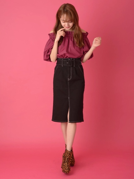 ベルト付きハイウエストスカート Cecil Mcbee セシルマクビー のデニムスカート ファッション通販 Ailand アイランド