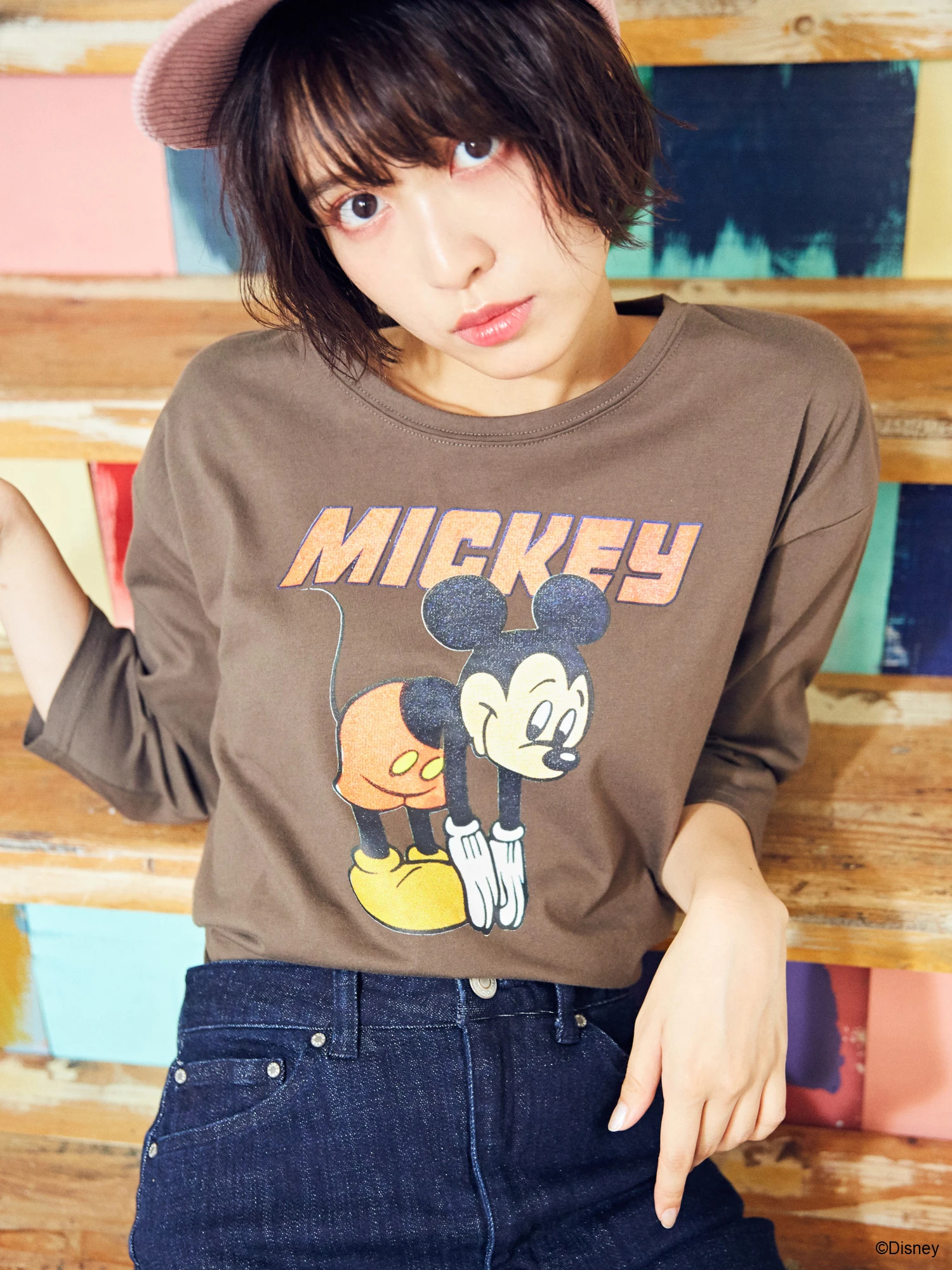 後ろしばりロングTシャツ/Disney collection