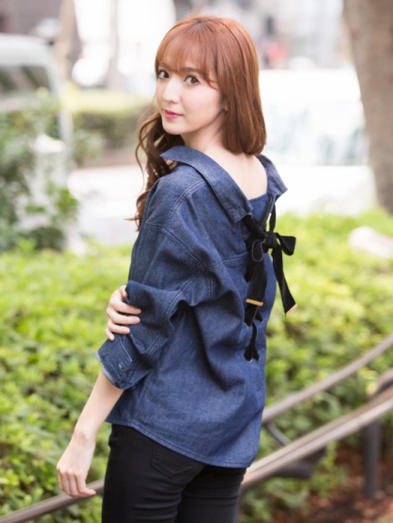 背中スピンドルデニムシャツ Cecil Mcbee セシルマクビー のシャツ ブラウス ファッション通販 Ailand アイランド