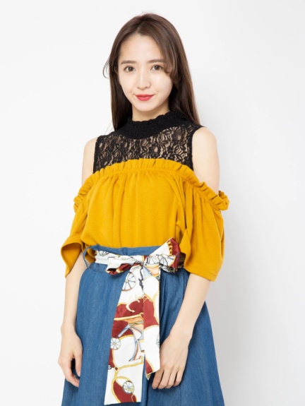 レース切り替えオフショルトップス Cecil Mcbee セシルマクビー のtシャツ カットソー ファッション通販 Ailand アイランド