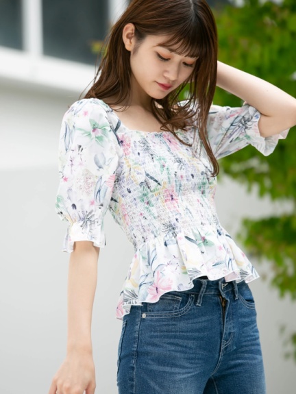 花柄シャーリングブラウス Cecil Mcbee セシルマクビー のシャツ ブラウス ファッション通販 Ailand アイランド