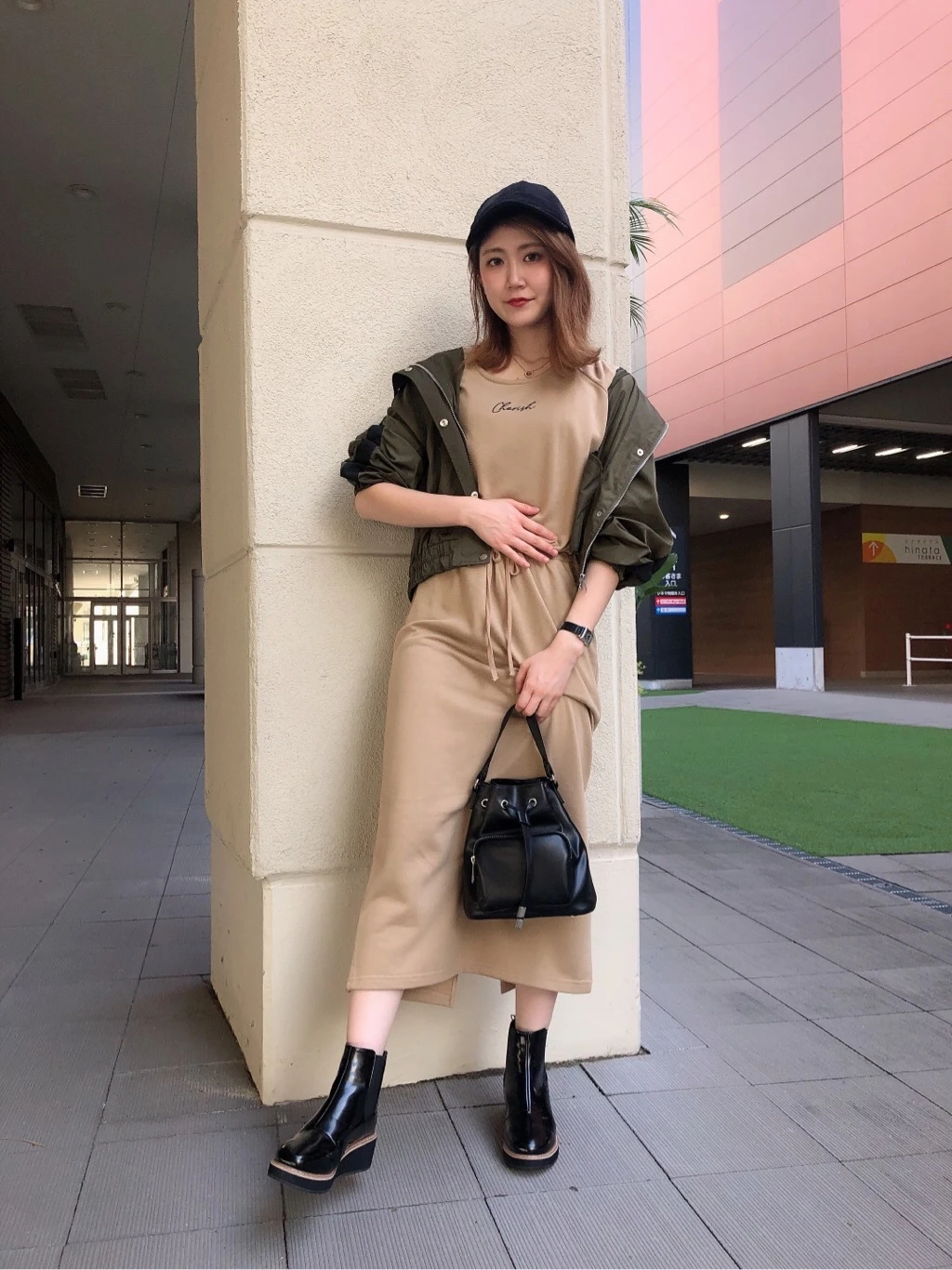 ウエストマーク裏毛ロゴワンピ