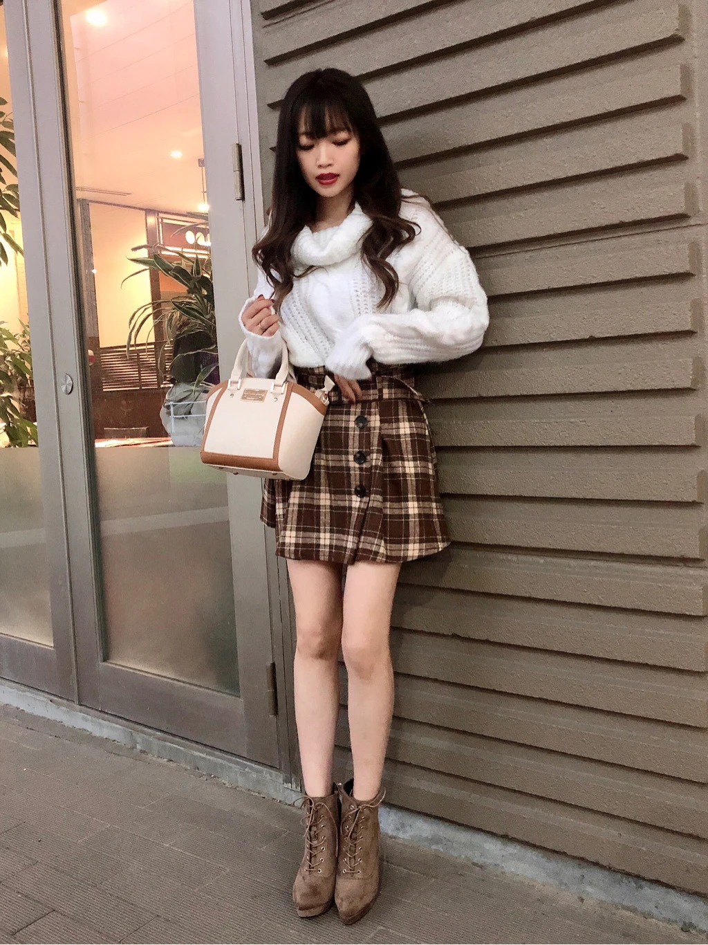チェック柄ミニスカパン