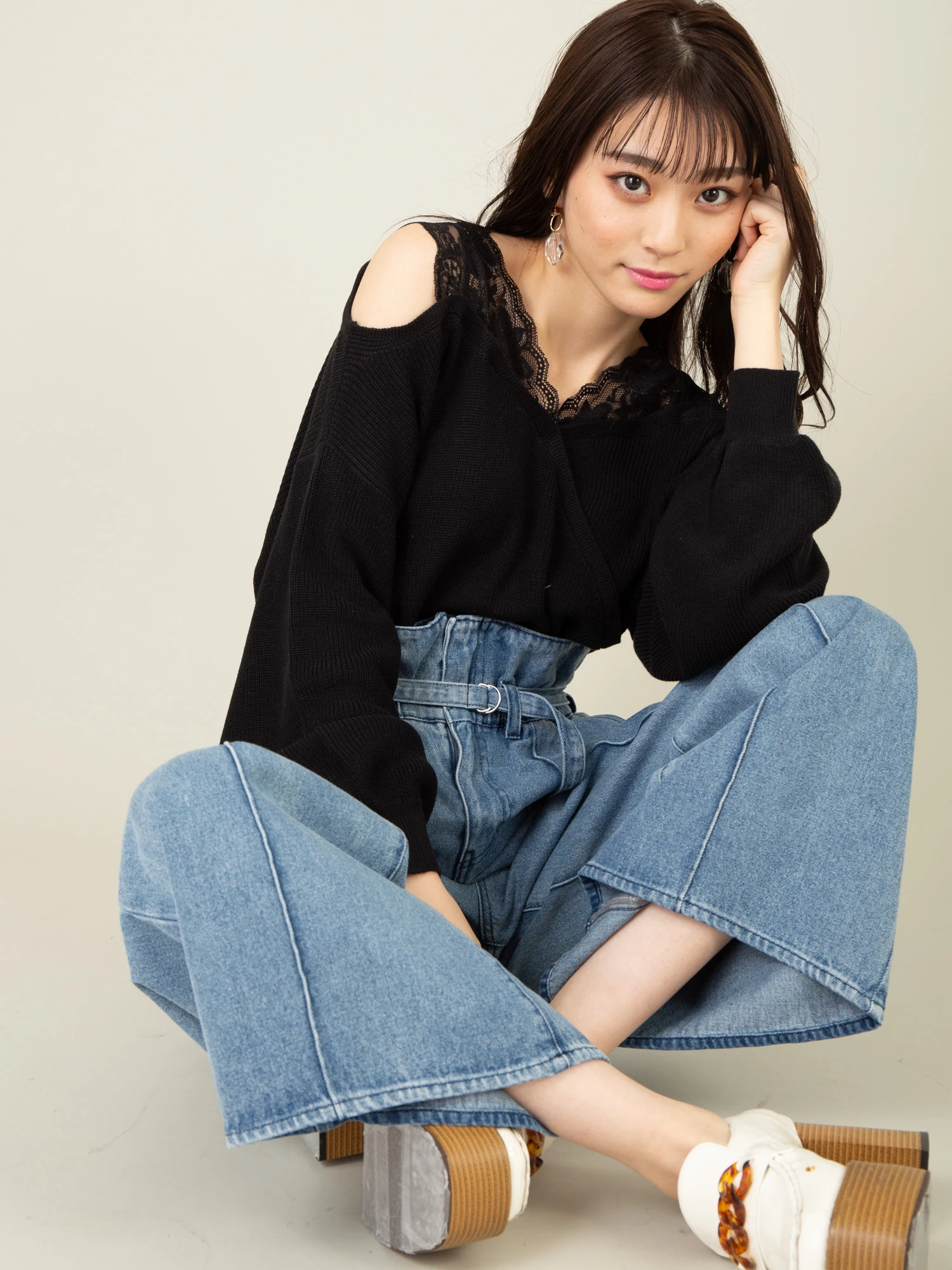 レースドッキングニット