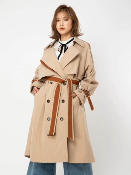 配色ベルト付きキャンディースリーブトレンチコート Cecil Mcbee セシルマクビー のコート ファッション通販 Ailand アイランド 配色ベルト付きキャンディースリーブトレンチコート Cecil Mcbee セシルマクビー のコート ファッション通販 Ailand アイランド
