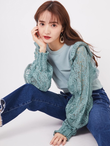 袖レース切り替えtops Cecil Mcbee セシルマクビー のtシャツ カットソー ファッション通販 Ailand アイランド
