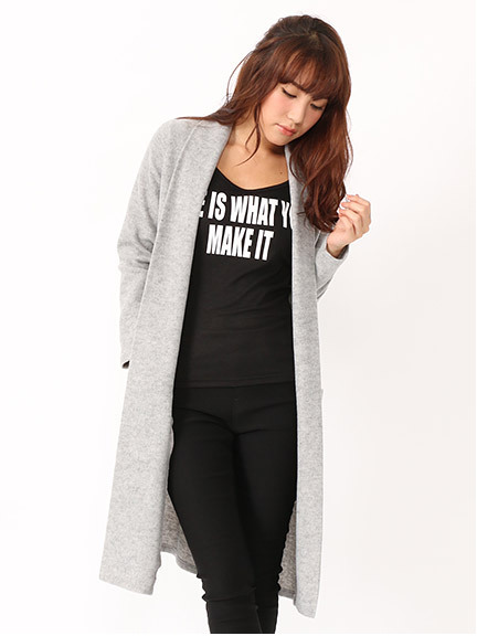 ショールカラーカーデ+ロゴTシャツ2アイテムSET