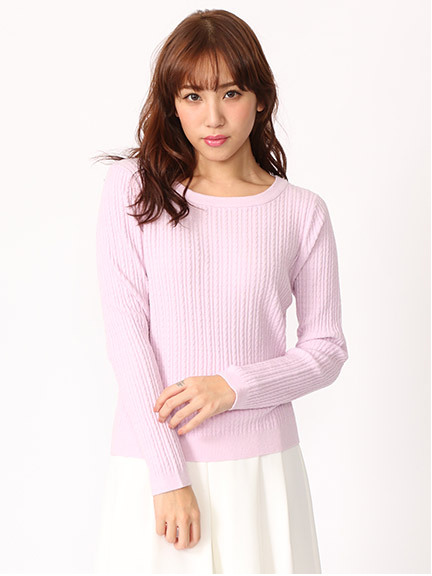 ケーブルストライプ柄ニットTOPS