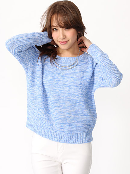 2連ネックレス付き肩出しニットTOPS