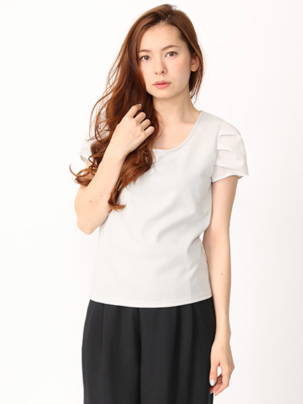 タック入り布帛スリーブTOPS
