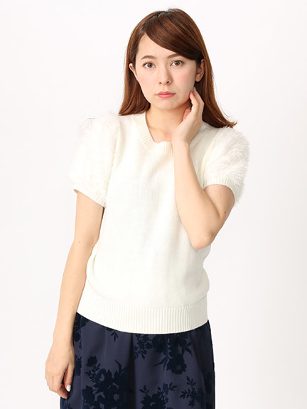 フェザー半袖ニット
