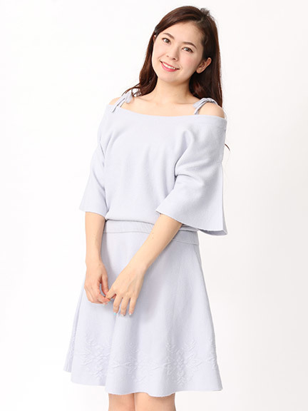 スカート裾ジャガードニットセットアップ