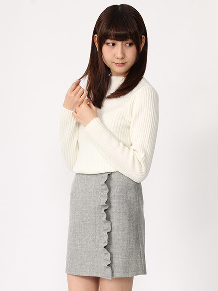 片フリルコンパクト台形スカート