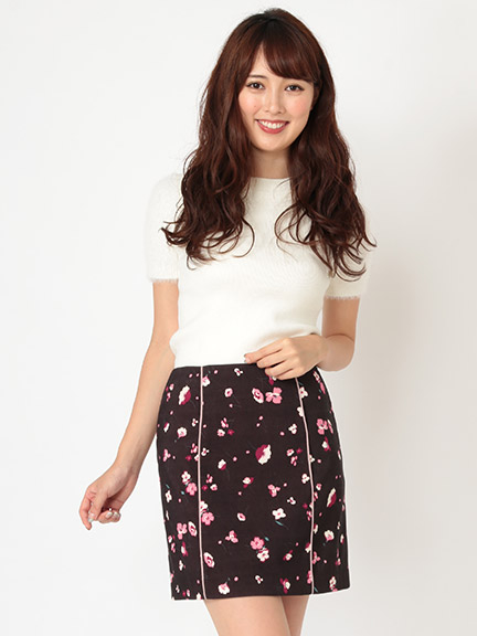 レトロ花柄台形スカート