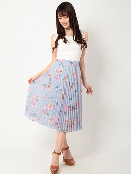 オリジナル花柄プリーツスカート
