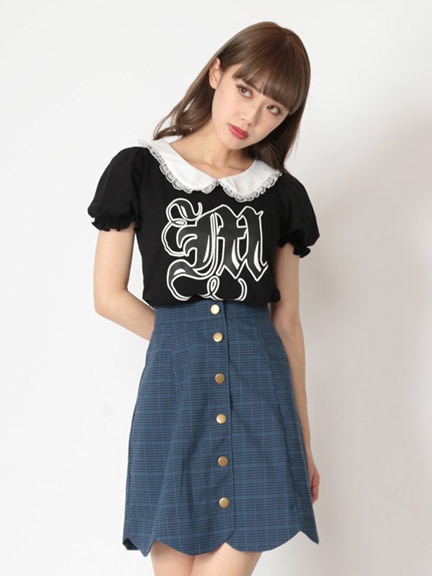 スカラップチェック台形SK(グレー)