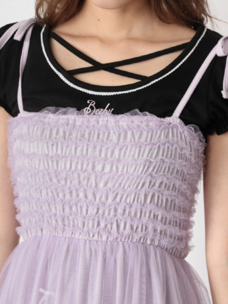 00s アルゴンキン フリフリ リボン キャミワンピ アシメ ゴスロリ