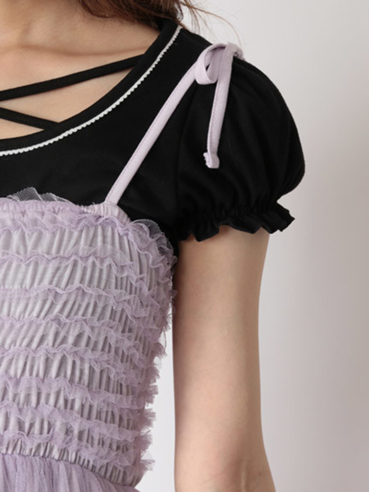 00s アルゴンキン フリフリ リボン キャミワンピ アシメ ゴスロリ アイドル フリフリ姫ギャルキャミワンピース【大きいサイズ有】 – レディース