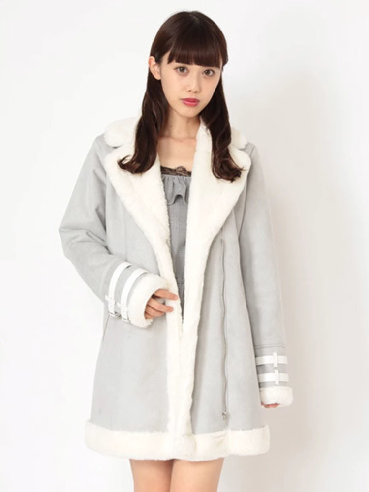 合皮ベルトムートン調ライダースコート - Ank Rouge(アンクルージュ)の