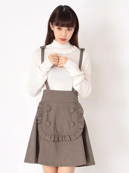 エプロン風サス付きフレアスカート