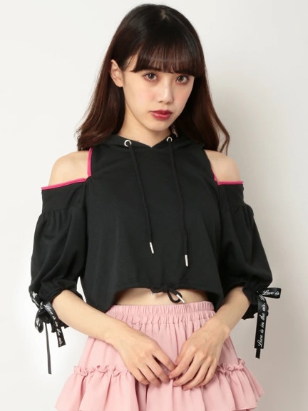肩ZIPショート丈フーディー - Ank Rouge(アンクルージュ)のTシャツ 