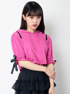 肩ZIPショート丈フーディー
