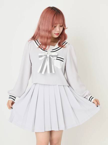 スクールプリーツスカート(グレー)