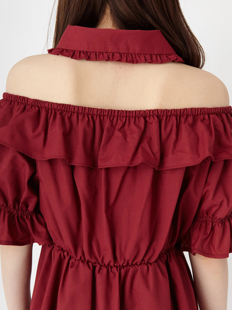 【気品ある赤茶の存在感】HERMESコットンワンピース Rouge Sepia コケティッシュワンピース - Ank Rouge(アンクルージュ)の